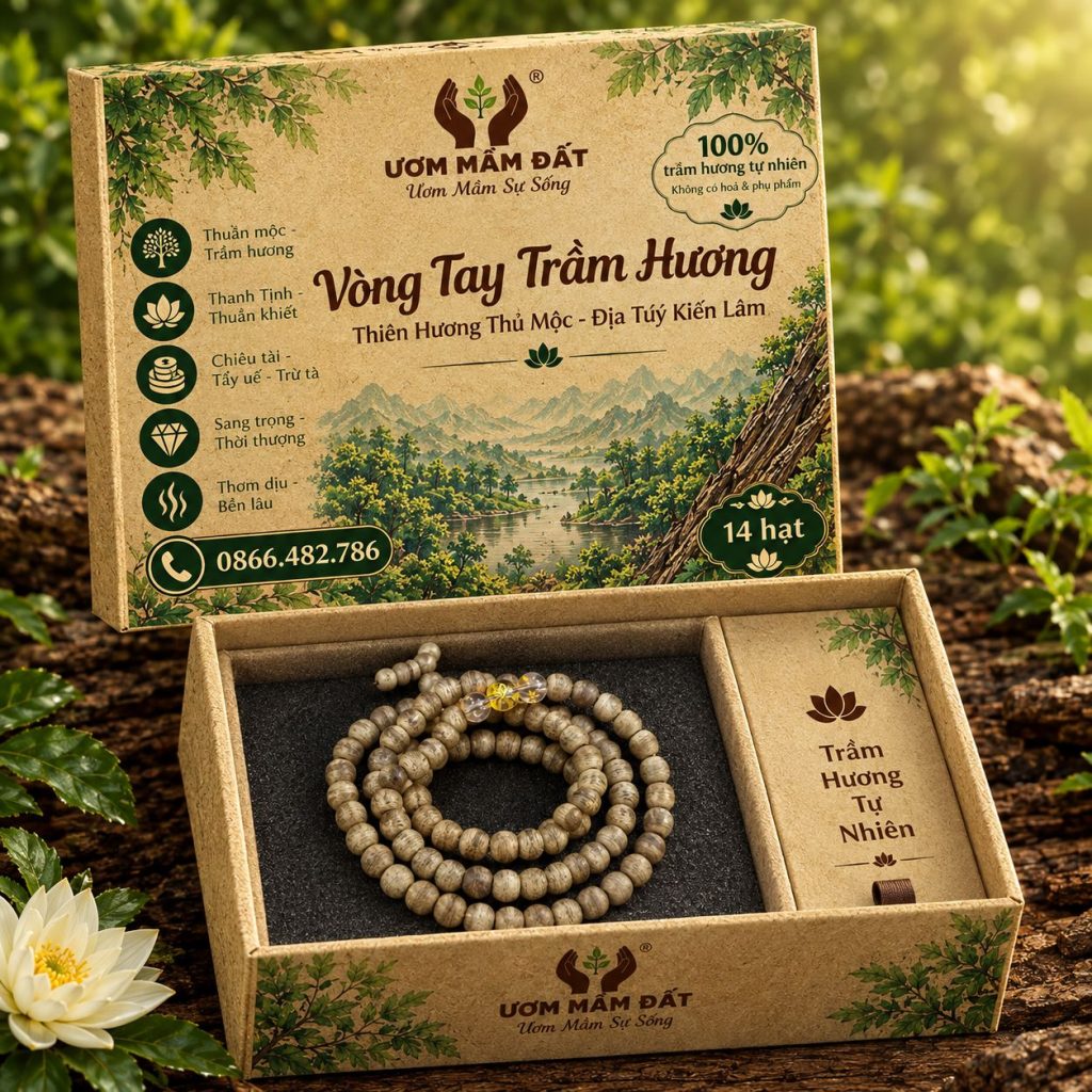Vòng tay trầm hương 108 hạt (mở hội tam tài)